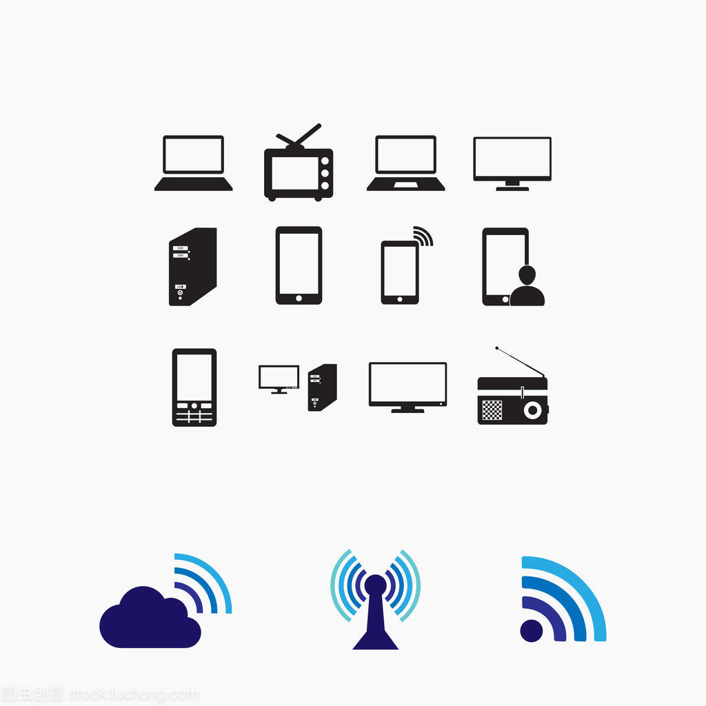 通信設(shè)備圖標(biāo) 現(xiàn)代通訊的視覺(jué)語(yǔ)言